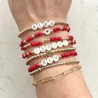 Mode En Acier Inoxydable Italien Charmes Lettres Nom Acrylique Bracelets Personnalisé Femmes Acrylique Bracelets Bijoux pour Cadeau