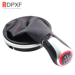 Pommeau de levier de vitesse <span class=keywords><strong>manuel</strong></span> pour <span class=keywords><strong>Skoda</strong></span> <span class=keywords><strong>Fabia</strong></span> 2 II Mk2 Combi Scout 2007-2014, cercle rouge argenté, avec housse en cuir - Product Image 5