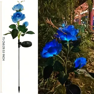 3 teste luci solari Decorative esterne luci <span class=keywords><strong>da</strong></span> <span class=keywords><strong>giardino</strong></span> luce rosa fiore di prato lampada per <span class=keywords><strong>giardino</strong></span> <span class=keywords><strong>giardino</strong></span> cortile arredamento - Product Image 2
