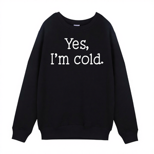 Pull-over en maille respirant à manches longues pour femme avec imprimé « I'm Cold Me 24 7 » – Collection Automne Hiver – Meilleures ventes - Product Image 4