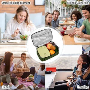 Hawaiian Green Ulu Pattern Insulated Reusablec Mini Insulated Lunch Bag Thermal Carrier Durable <b>Small</b> Casserole Bag for Potlucks - Product Image 6