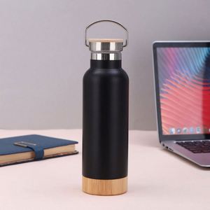 Promotional Vacuum Insulated Water <b>Bottles</b> Stainless Steel Aluminum Bamboo <b>Cork</b> Bottom With Custom Logo for Employees - Product Image 6