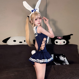 2025 New Style Women's Sexy Cute <strong>Bunny</strong> <strong>Costume</strong> Hot Erotic Temptation Transparent Jumpsuit Dress Woven Cosplay Lingerie Set Half - Product Image 2