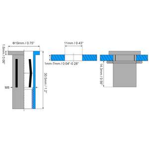 שוק טרום נורה עם ראש שטוח עם הברגה אגוז הכנסה 304 נירוסטה פלוס אגוזי מסמרת M8 רב אחיזה - Product Image 2