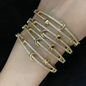 Pulsera y brazalete Simple para mujer, joyería de luna y estrella, nueva moda 2020