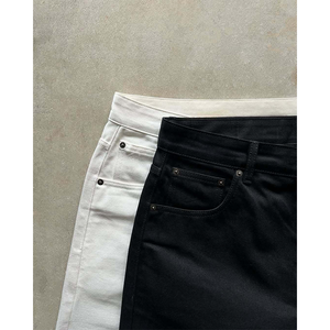 <span class=keywords><strong>Jean</strong></span> en denim <span class=keywords><strong>brut</strong></span> selvedge personnalisé, coupe ample, style vintage, lourd, jambe droite, noir et blanc, en coton japonais pour homme - Product Image 3