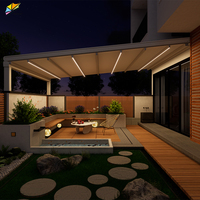 Toldo Retráctil Motorizado para Balcón de PVC, Toldo Plegable con Luz LED, Pérgola Impermeable para Exteriores