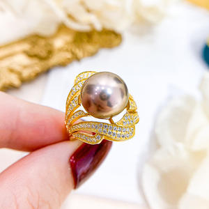 Anneau en argent S925, accessoire DIY, support vide avec perle ronde lâche de 11 à 13 mm, perle 1751 - Product Image 1