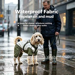 Color‑Block <b>Waterproof</b> <b>Dog</b> Jacket <b>Dog</b> Jacket <b>with</b> Reflective Paw Print & Elastic <b>Leg</b> Cuffs for Various <b>Dogs</b> Outdoor Activities - Product Image 3