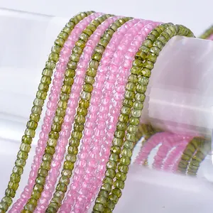 Free Sample 2*3mm Pink Zircon Wheel Beads For Jewelry Making Loose Beads Zircon Beads