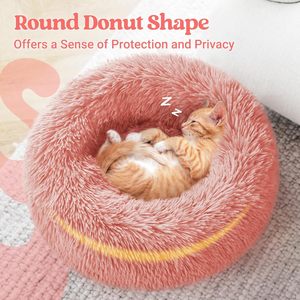 Wholesale Manufacturer Soft Luxury <b>Plush</b> pink Grey White Pet Cushion Round <b>Cat</b> Dog Bed - Product Image 2