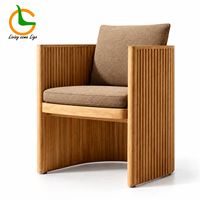 Canapé d'extérieur moderne en teck avec coussins en corde synthétique et acrylique pour jardin, salle à manger, hôtels, cuisine, ferme, appartement, salon