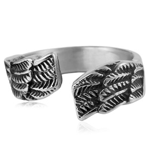 Anillo de Pluma y Titanio para Hombre, Ajustable, Diseño Geométrico con Elemento de Serpiente, Accesorio de Moda - Product Image 4