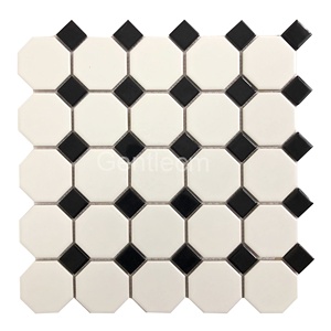 Mosaïque en céramique de haute qualité pour décoration murale intérieure simple, forme octogonale <span class=keywords><strong>et</strong></span> carrée, mélange de <span class=keywords><strong>blanc</strong></span> <span class=keywords><strong>et</strong></span> de <span class=keywords><strong>noir</strong></span>, 6 mm - Product Image 2