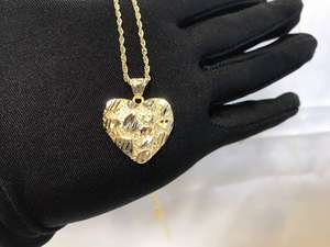 Hip-Hop Einzigartiges Design Gold-Nugget Diamantschliff Herzförmiger Charm-Anhänger Halskette für Damen/Herren Schmuck - Product Image 2