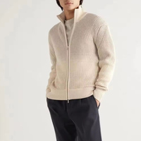 Veste zippée d'hiver pour homme, décontractée, professionnelle, chaude, avec logo personnalisé, vêtements en coton mélangé, tricot, col montant, cardigan