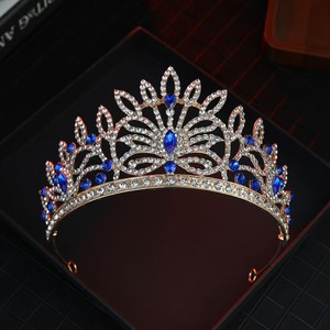 Corona <span class=keywords><strong>de</strong></span> Novia <span class=keywords><strong>de</strong></span> Cristal Azul Real <span class=keywords><strong>de</strong></span> Lujo, Corona <span class=keywords><strong>de</strong></span> Reina <span class=keywords><strong>para</strong></span> <span class=keywords><strong>Boda</strong></span>, Tiara <span class=keywords><strong>de</strong></span> Cristal con Pedrería Dorada, Estilo Barroco Vintage, Accesorios <span class=keywords><strong>para</strong></span> el Cabello - Product Image 2