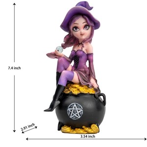 รูปปั้นนางฟ้าแม่มดสวยงาม วาดด้วยมือ งานฝีมือเรซิ่น รายละเอียดประณีต พร้อมกระปุกแก้วใส่เหรียญ สำหรับตกแต่งบ้านในวันฮาโลวีน ของขวัญ - Product Image 6