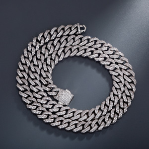 Best-selling 10MM Diamond-shaped Full Zirconia <b>Chain</b> Copper <b>Cross</b>-border Hip-hop Unisex Necklaces Wholesale - Product Image 1