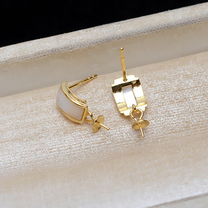 Boucle d'oreille asymétrique en argent S925 pour femme, composants de bijoux en perles DIY, produit semi-fini 1144 - Product Image 3