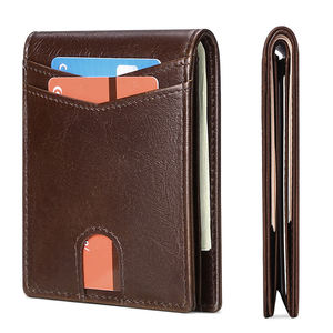 Custom Mens Id Credit Business Slim Card Holder Coin Clip Genuine Leather Moneyclips Money Clips Wallet - Product Image 1