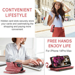 CaseMe étui mobile à fermeture éclair pour iPhone 15 Plus Max 14 13 12 11 étui portefeuille en cuir <span class=keywords><strong>portable</strong></span> pour iPhone 15 étui cartes - Product Image 4