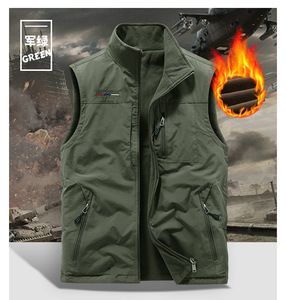 Autumn and Winter Thickened <strong>Velvet</strong> <strong>Men's</strong> Outdoor Sports Vest Quick-drying Multi-pocket Reversible Warm <strong>Waistcoat</strong> - Product Image 6