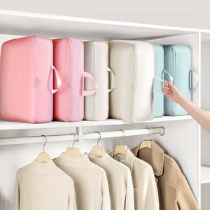 Travel Storage <b>Bags</b> Rectangle Portable Organizing For Clothing <b>Compression</b> Trip Use Off White Pink Blue Gray Black - Product Image 1