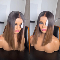 Perruques en cheveux humains vietnamiens lisses, double densité, avec fermeture frontale HD sans colle, couleur marron ombré, pour femmes noires, vente en gros