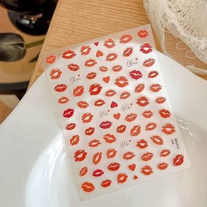 Pegatinas para Uñas del Día de San Valentín, Labios Rojos en 3D, Calcomanías Autoadhesivas para Uñas con Diseño de Corazón, Suministros para Arte de Uñas para DIY - Product Image 4