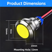 Mini 10mm LED-Anzeigelampe zur Schalttafeleinbaumontage für Auto, LKW, Boot, Armaturenbrett, kleine Signallampe Rot Grün Gelb