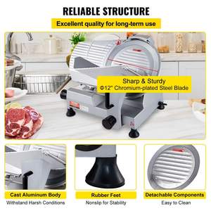 เครื่องหั่นเนื้อไฟฟ้า320วัตต์ใบมีดเหล็กกล้าคาร์บอน12นิ้ว350-400รอบต่อนาที0-0.6นิ้วปรับความหนาได้สำหรับชีส - Product Image 5