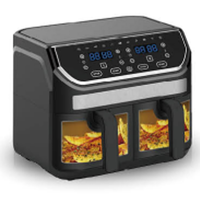 Friteuse à air numérique à double cuve avec grand écran couleur et fenêtre de visualisation, capacités 2.5L, 5.0L, 6.0L, 8L, 9L, 10L, 11L, 12L
