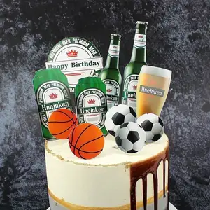 Joyeux anniversaire bière gâteau Topper bières thème fête anniversaire gâteau décoration pour adultes homme femmes boîte de nuit événement fête