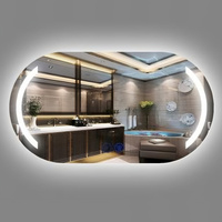 Miroir mural moderne ovale haute définition anti-buée intelligent sans cadre éclairé Décoration murale Miroir LED pour hôtel salon villa
