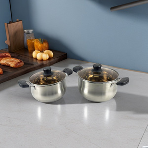 Olla de Sopa de Acero Inoxidable Super Factory de 20cm, 22cm, 24cm, 26cm, Compatible con Inducción, con Tapa, Fondo Multicapa, Olla para Leche - Product Image 3