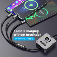Câble de charge rapide et de transfert de données 3-en-1 Type-C vers USB PD100W, conception extensible de 1,2 m pour téléphones mobiles, matériau TPE