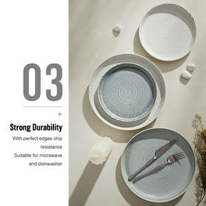 Plato de cena de bistec de postre de porcelana duradera azul y blanca reactiva de forma Irregular de alta calidad para restaurante Hotel - Product Image 5