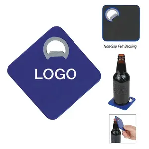personalized bar promotion gifts anti-slip square beer bottle mat pad coaster beer bottle openers