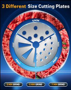 800W Stainless Steel Industrial Electric Meat Grinder Manual/USB Power Source for Beef Poultry Sausage Commercial Household Use - Product Image 4