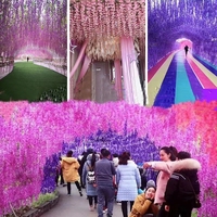 Expédition rapide multicolore fausse guirlande plante soie vignes blanc glycine artificielle fleurs suspendues pour mariage maison décoration murale
