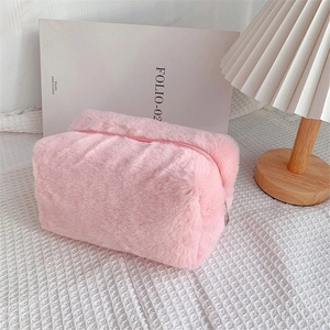 Sacs à maquillage de couleur unie, en peluche douce, pour ranger les pinceaux de maquillage, étui de rangement pour cosmétiques, organiseur de voyage, sac à main, nécessaire - Product Image 3