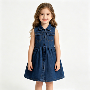 Hongbo Kid boutique Summer Baby Girl Condole belt Denim Dress ultimi bambini Summer Jean Dress - Product Image 4