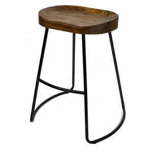 SM-1090W Vintage Tractor Bar Stool Retro Barstool Industrial Dining Chairs 65cm Wood