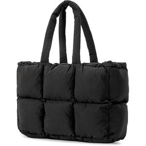 New Custom Large Gym Shop Fashion Quilted Puffy <b>Handbag</b> Lightweight Satchel Purse Zipper Work <b>Travel</b> Puffer Tote Bag for Women - Product Image 1