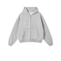 Sudaderas para hombre, estilo urbano, OEM, con logo bordado personalizado, sudadera con capucha y cremallera, de tejido grueso, oversize, con hombros caídos