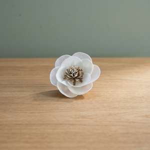 Venta al por mayor de varillas difusoras de aroma de madera de Sola de 5 cm, flores decorativas artificiales secas para bodas y hogar, blancas, ecológicas, para interiores. - Product Image 2