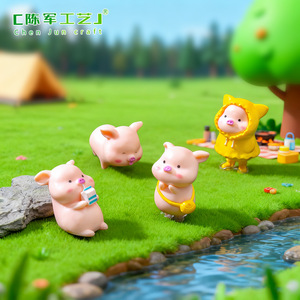 Figurine de cochon mignon en tissu jaune Weij Landscape, accessoires de décoration de scène DIY, petit ornement de bureau - Product Image 3