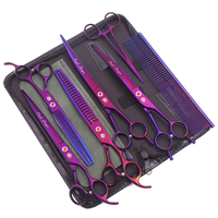 Kit de Toilettage Professionnel Premium pour Animaux de Compagnie 8 pouces – Ciseaux de Coiffure pour Chiens avec Ciseaux à Dents de Poisson et Ciseaux Courbes pour l'Entretien des Poodles