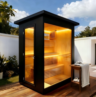 Ruang Sauna Uap Modern Kayu Solid Hemlock Elektrik Kustom untuk 2-6 Orang, Panel Kontrol Komputer, Pemasangan Mudah, Cocok untuk Vila